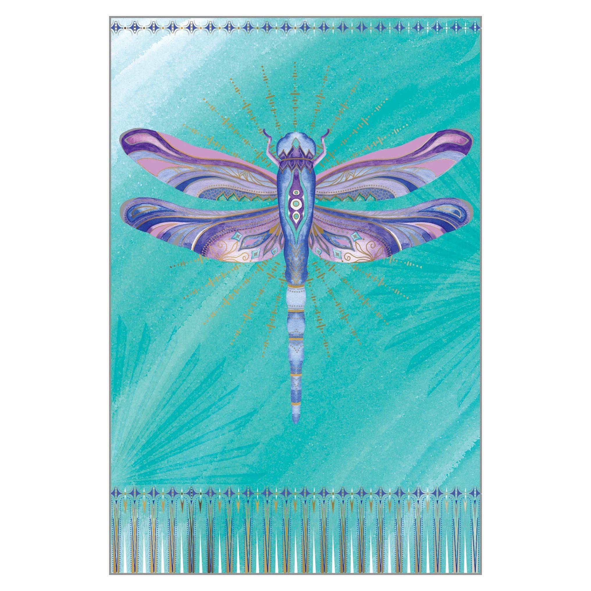 Elegant dragonfly birthday card by Pictura featuring detailed dragonfly illustration on a colorful background.